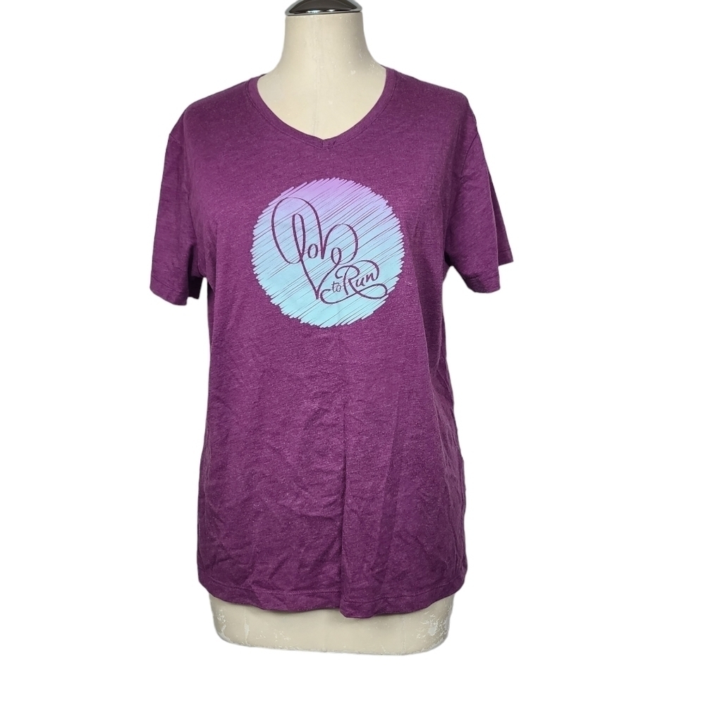 Asics Love To Run Purple Short Sleeve Shirt XL